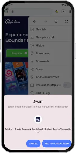 Rainbet mobile step 3