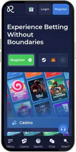 Rainbet mobile step 1