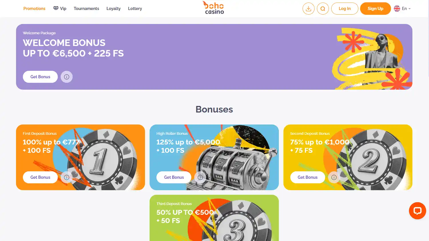 BOHO Casino promotions screenshot
