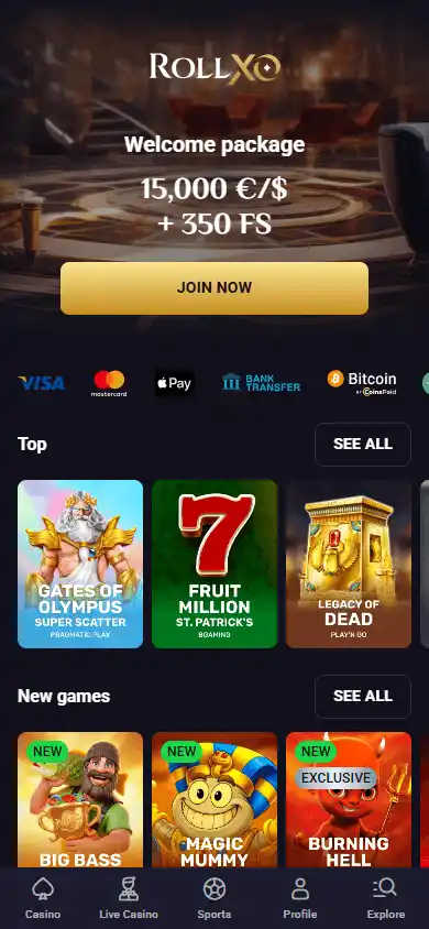 RollXO mobile app screenshot