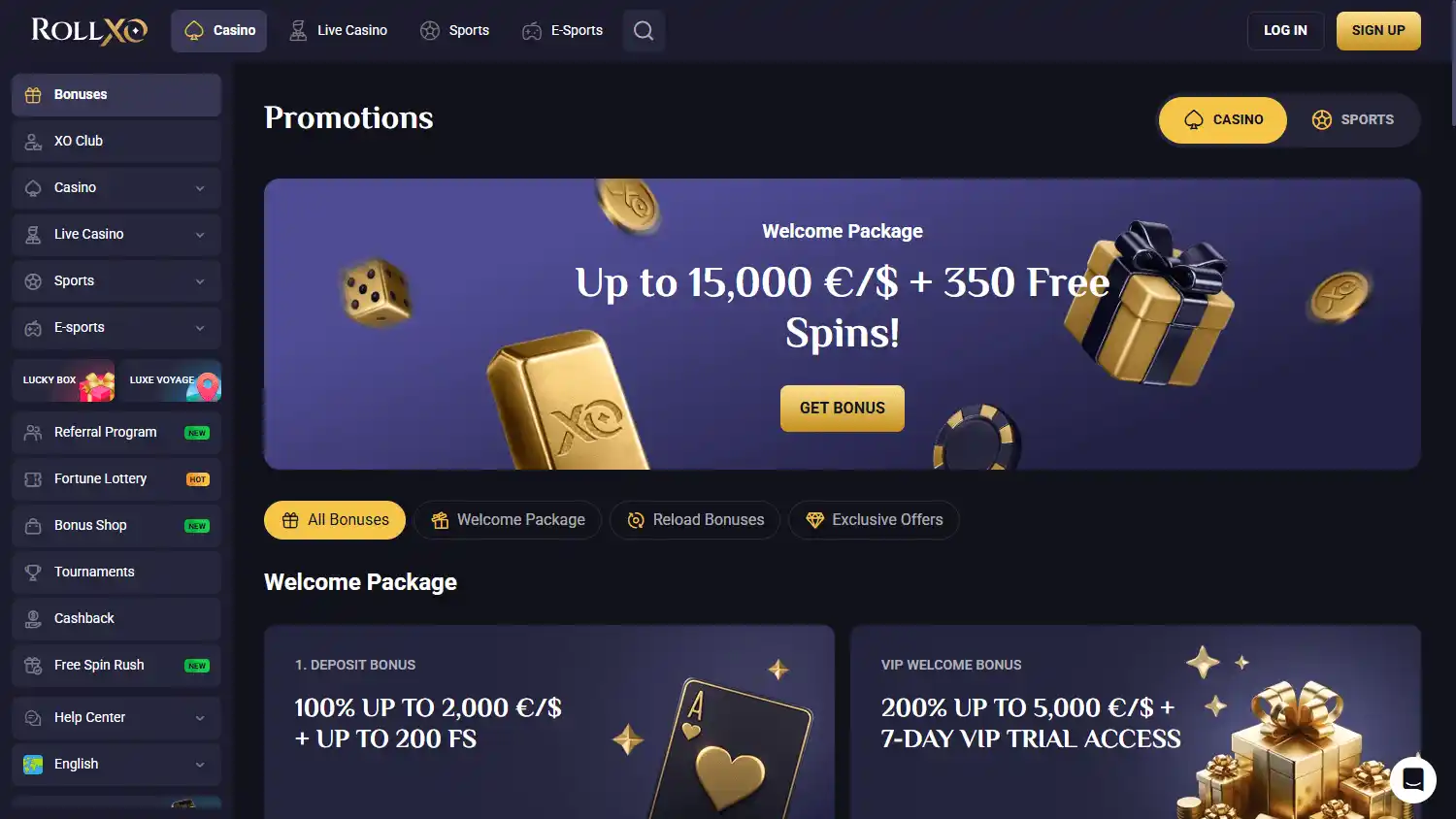 RollXO Live Casino screenshot