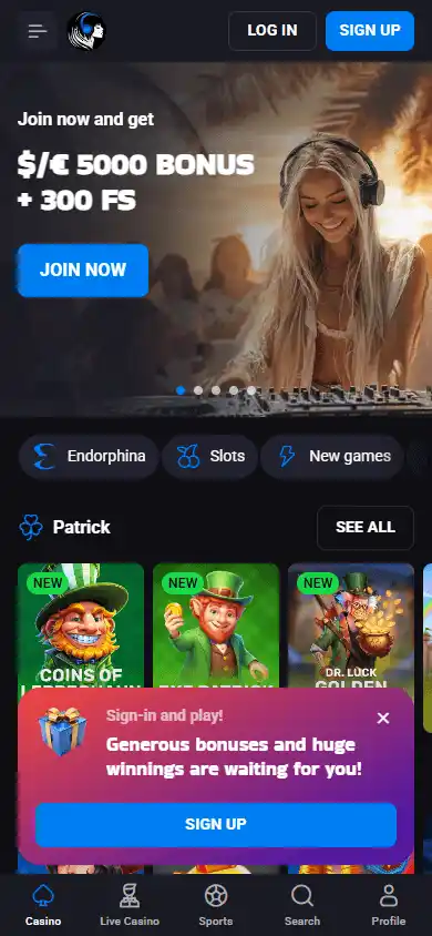 LuckyVibe mobile or app screenshot