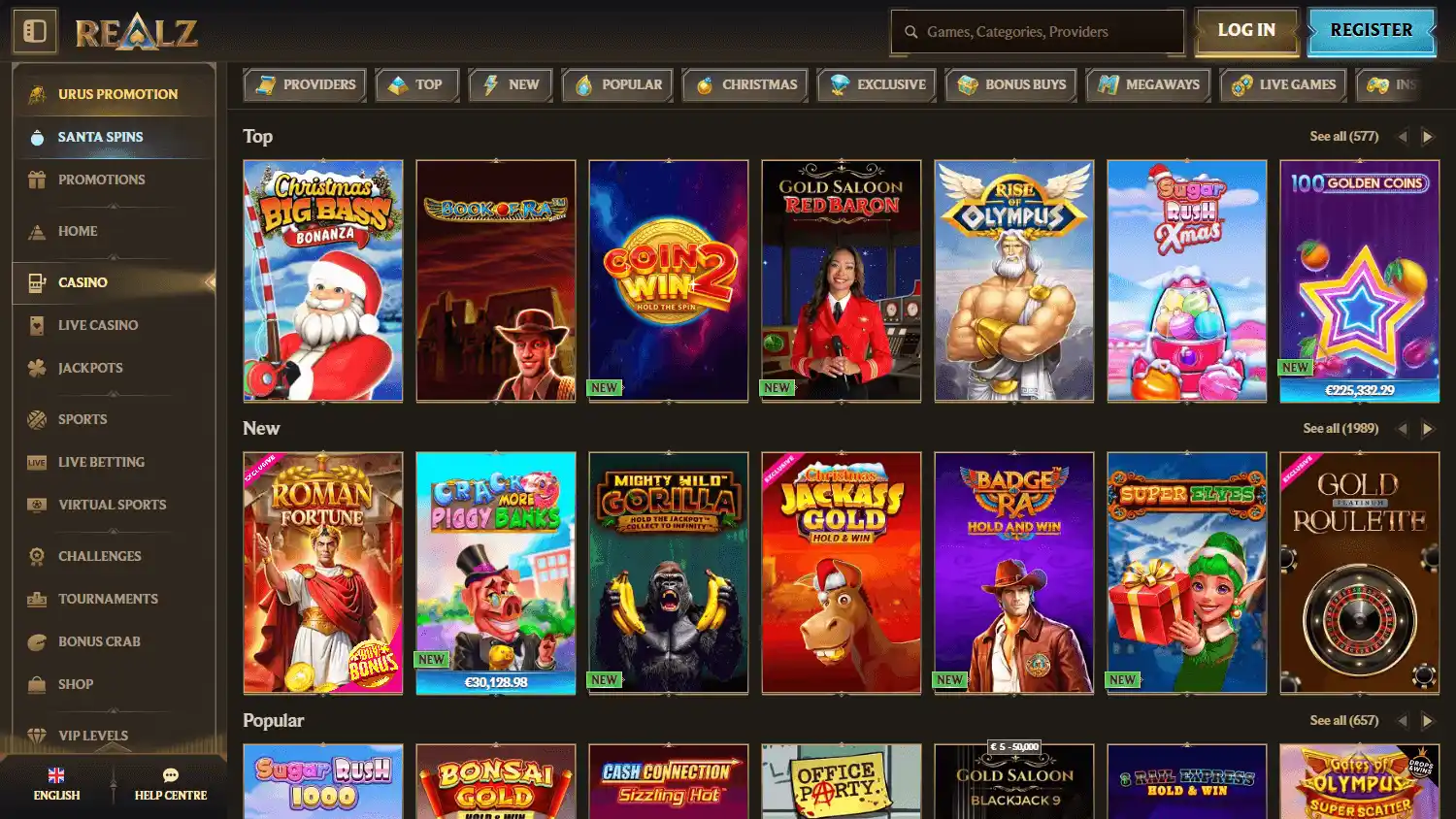 Realz Pokies or Popular Games screenshot