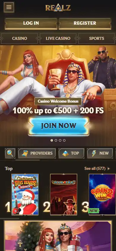 Realz Casino mobile screenshot